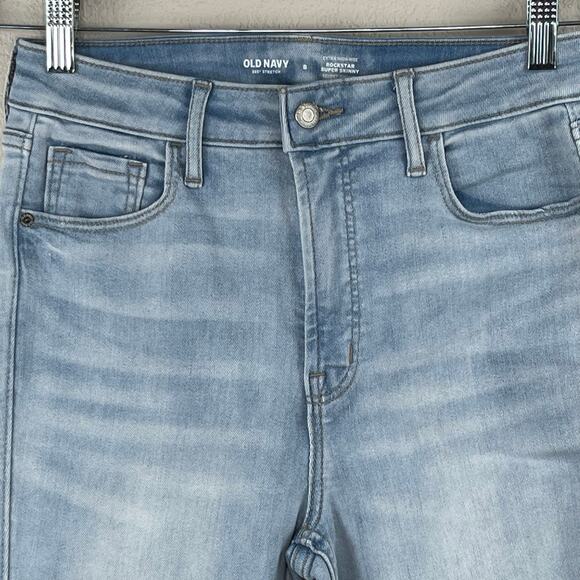 Old Navy Light Wash Rockstar Super Skinny Denim Jeans Extra High Rise Stretch 8 - Picture 5 of 9